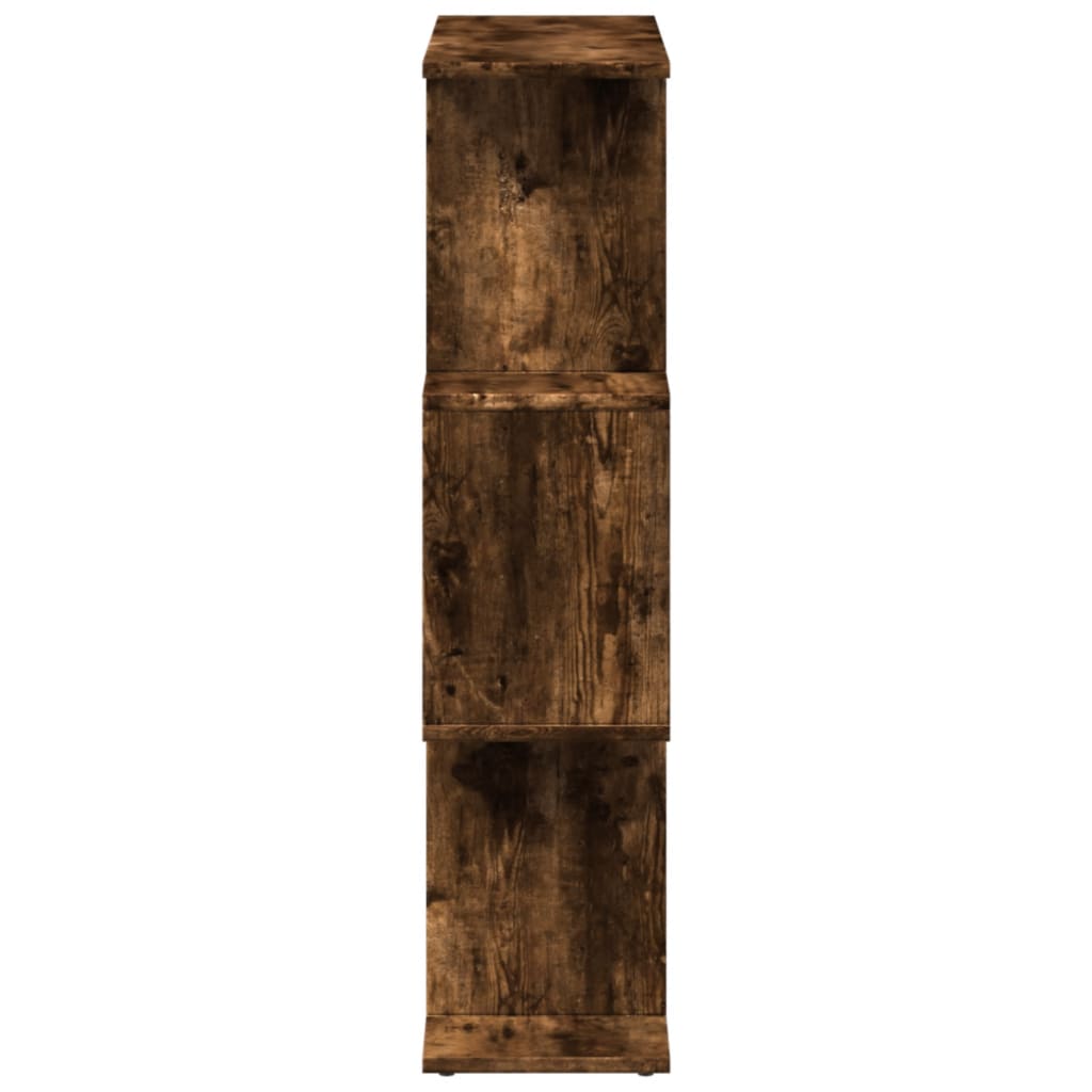 Romdeler bokhylle 3 lag røkt eik 70x24x97 cm konstruert tre