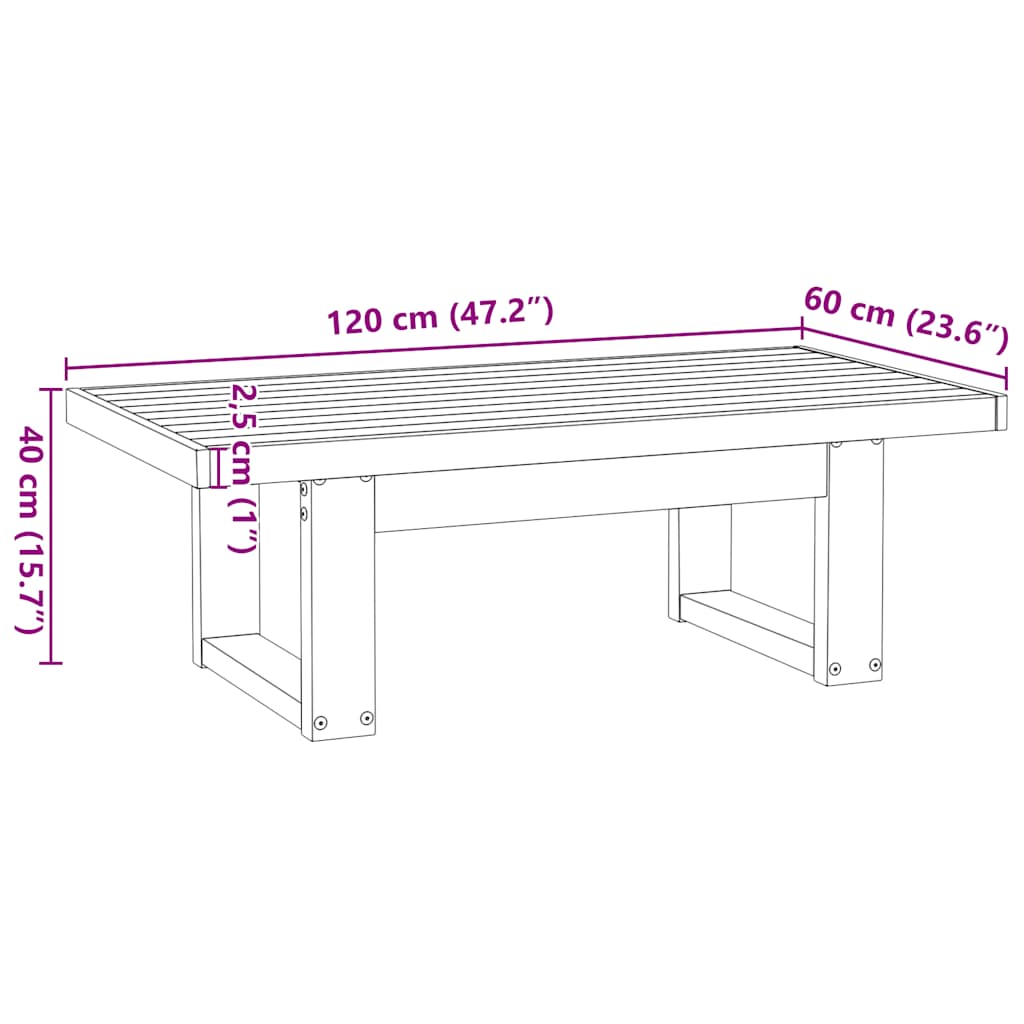 Salongbord Sofabord Tre heltre furu NOAIN U-formede ben 120x60x40 cm