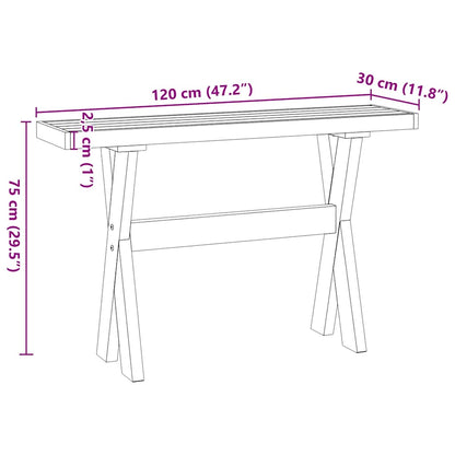 Avlastningsbord Konsollbord DIV. NOAIN X-formede ben 120x30x75 cm heltre furu