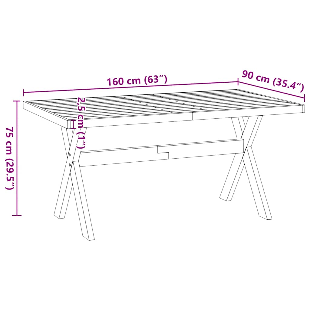 Spisebord Kjøkkenbord NOAIN X-formede ben 160x90x75 cm heltre furu