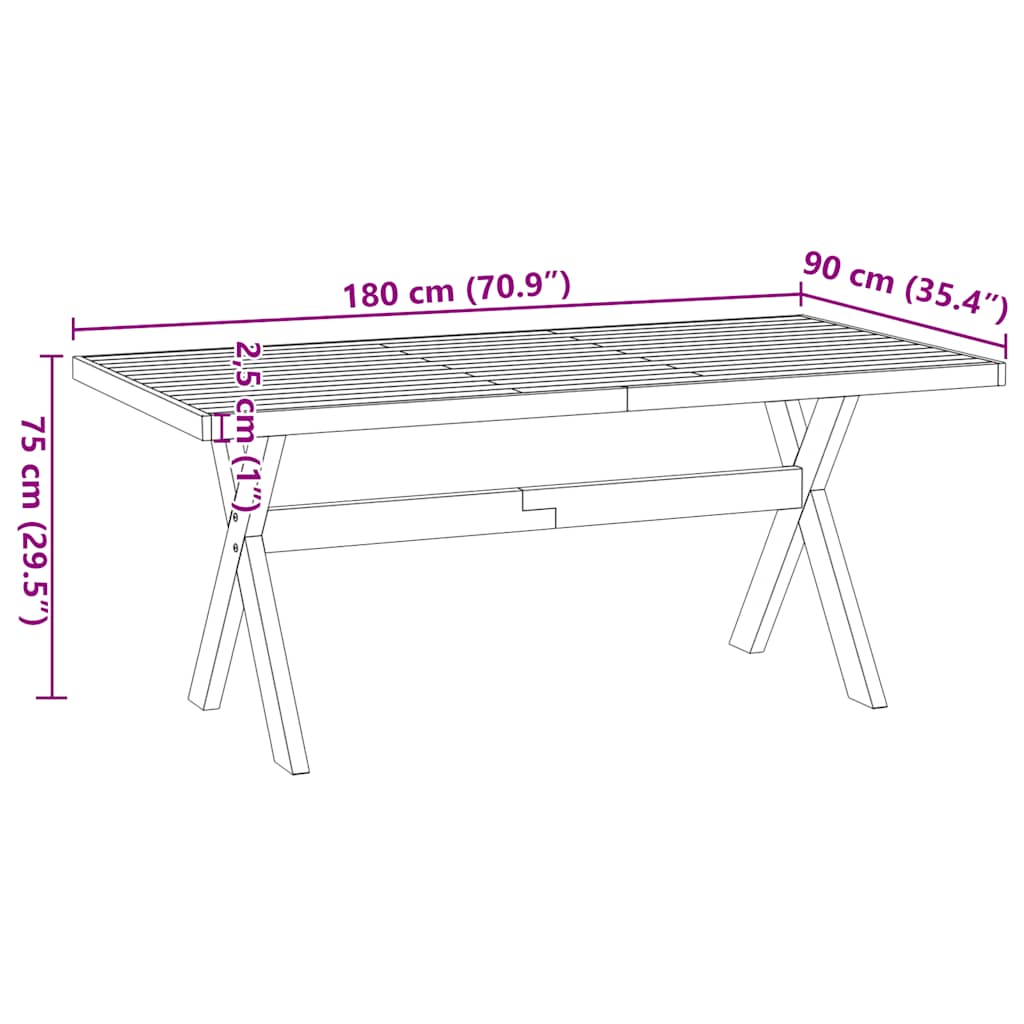 Spisebord Kjøkkenbord NOAIN X-formede ben 180x90x75 cm heltre furu