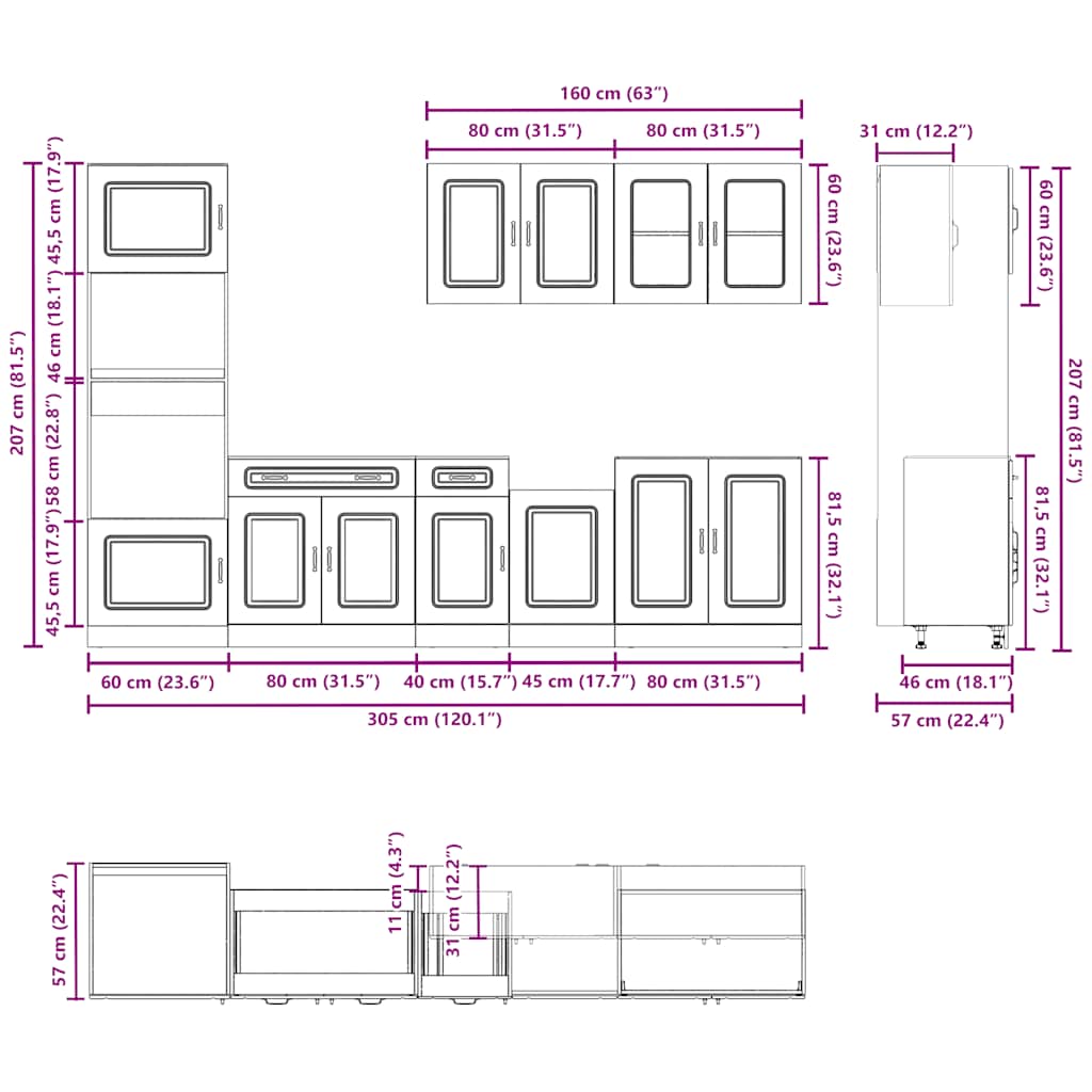 Kjøkkeninnredning Kjøkkenskapsett Kalmar Hvit 07 deler