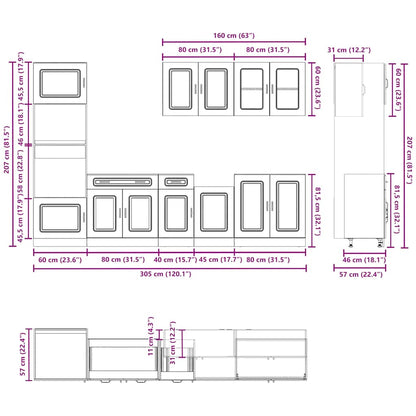 Kjøkkeninnredning Kjøkkenskapsett Kalmar Høyglans Hvit 07 deler