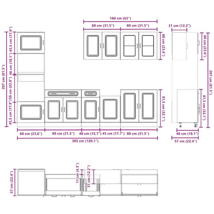 Kjøkkeninnredning Kjøkkenskapsett Kalmar Røkt Eik 07 deler