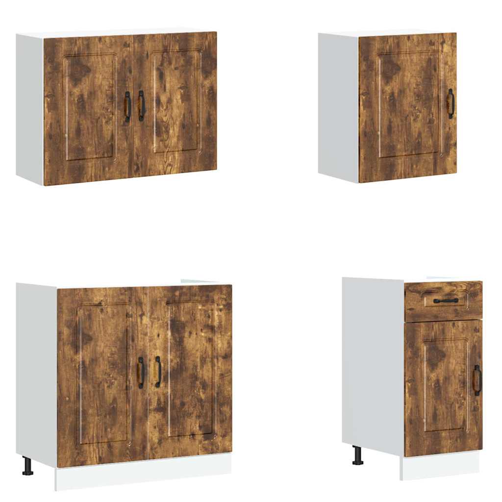 Kjøkkeninnredning Kjøkkenskapsett Kalmar Røkt Eik 07 deler