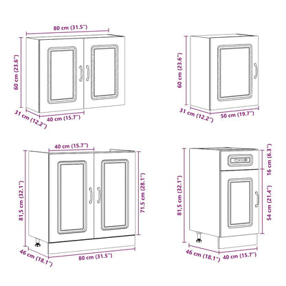 Kjøkkeninnredning Kjøkkenskapsett Kalmar Røkt Eik 07 deler