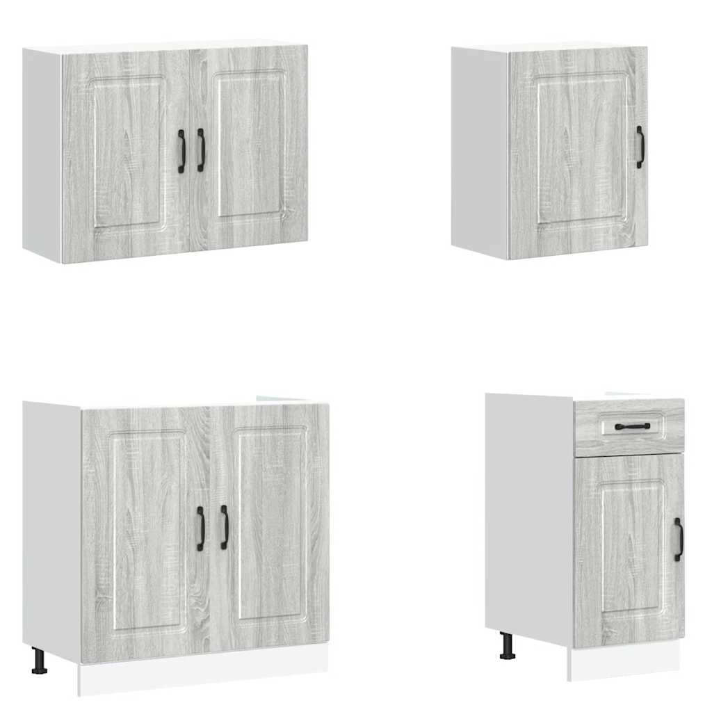 Kjøkkeninnredning Kjøkkenskapsett Kalmar Sonoma Grå 07 deler