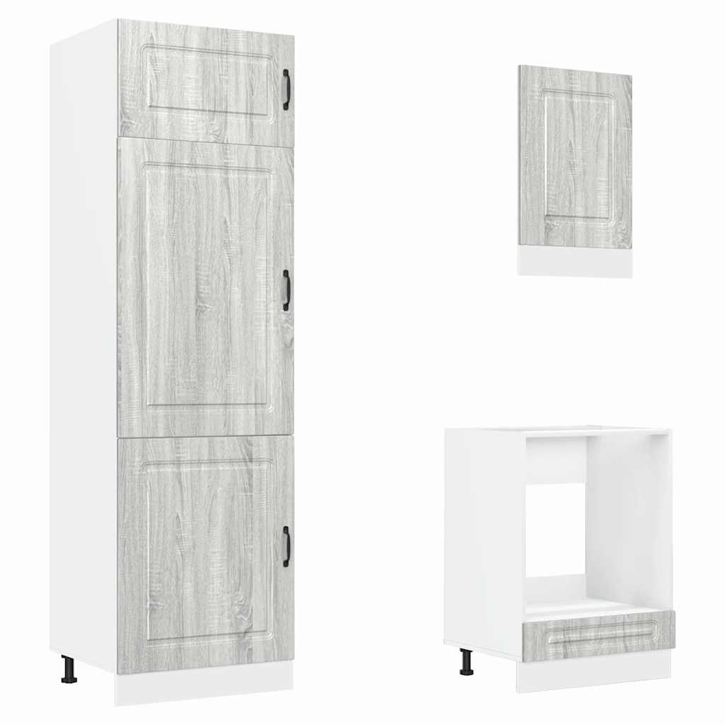 Kjøkkeninnredning Kjøkkenskapsett Kalmar Sonoma Grå 07 deler