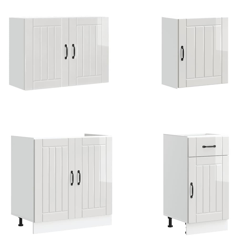 Kjøkkeninnredning Kjøkkenskapsett Lucca Høyglans Hvit 07 deler