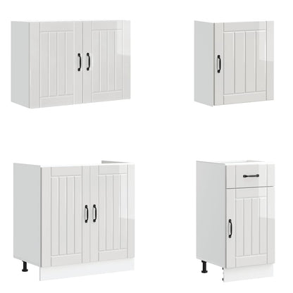 Kjøkkeninnredning Kjøkkenskapsett Lucca Høyglans Hvit 07 deler