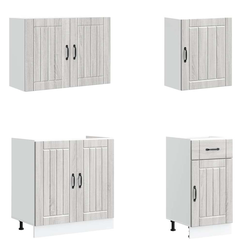 Kjøkkeninnredning Kjøkkenskapsett Lucca Sonoma Grå 07 deler