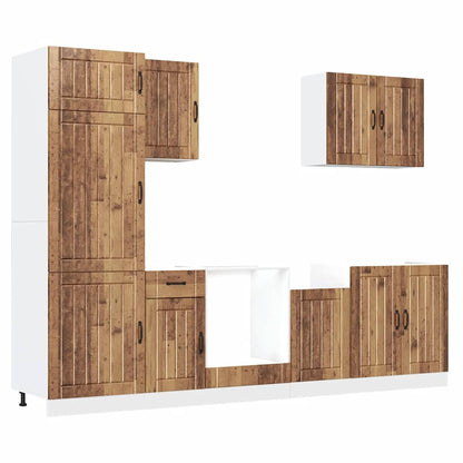 Kjøkkeninnredning Kjøkkenskapsett Lucca Gammelt Tre 07 deler