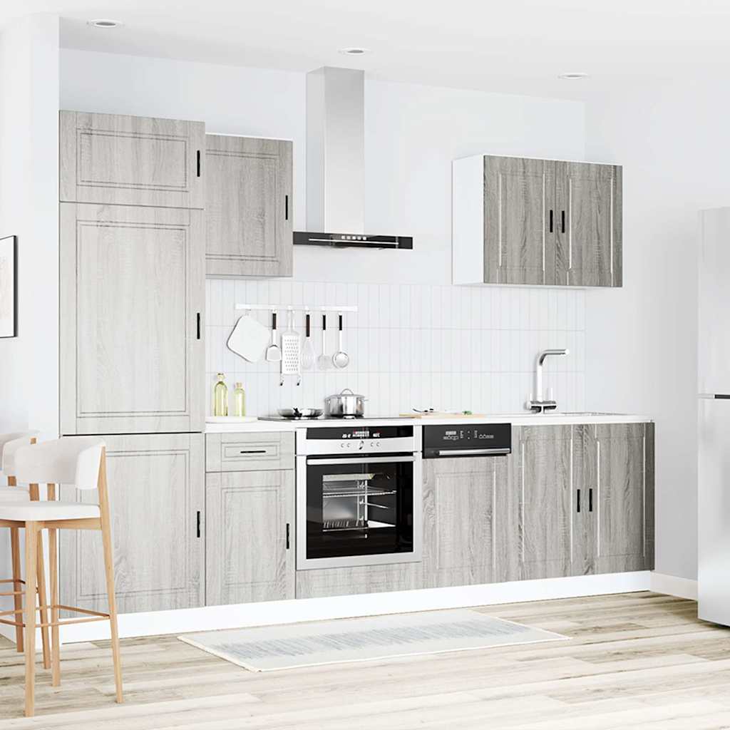 Kjøkkeninnredning Kjøkkenskapsett Kalmar Sonoma Grå 07 deler