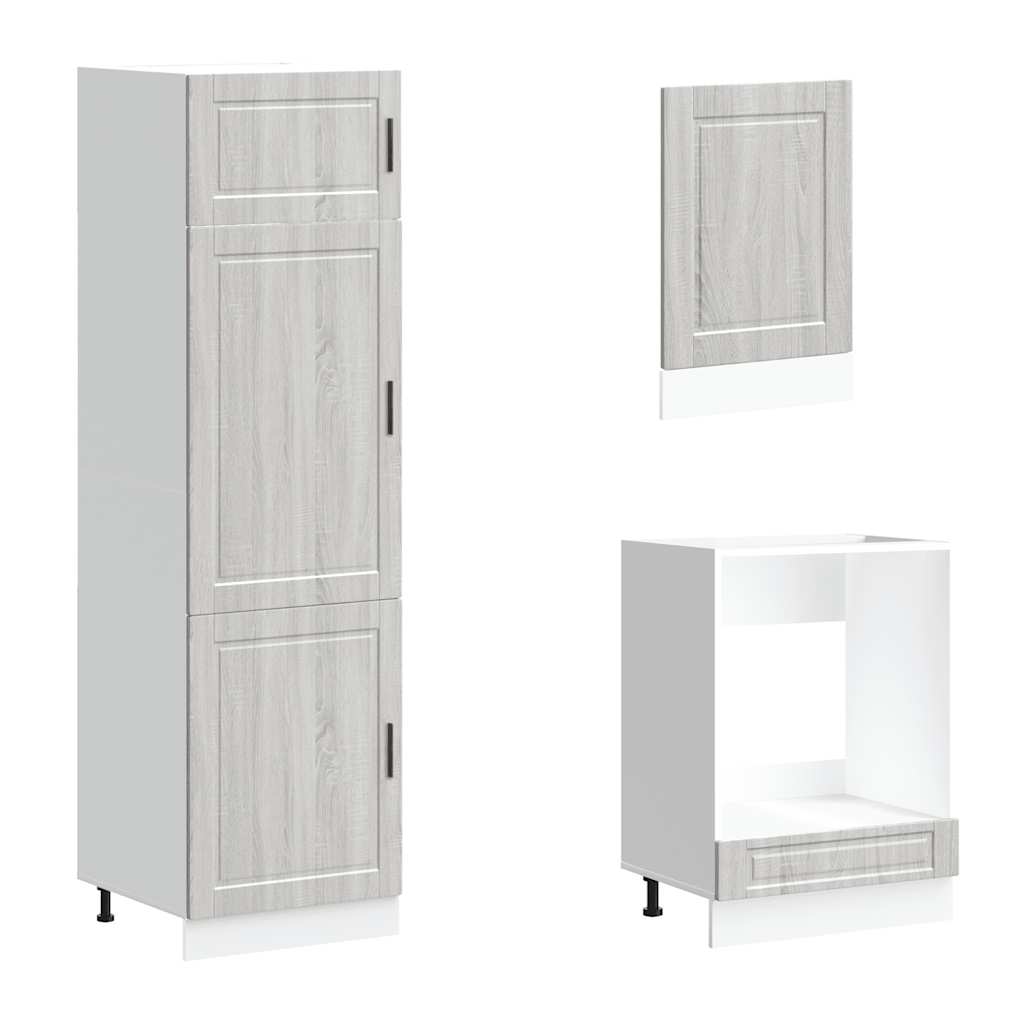 Kjøkkeninnredning Kjøkkenskapsett Kalmar Sonoma Grå 07 deler