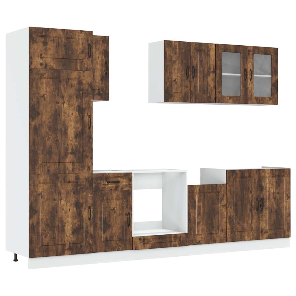 Kjøkkeninnredning Kjøkkenskapsett Kalmar Røkt Eik 08 deler