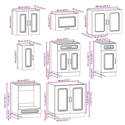 Kjøkkeninnredning Kjøkkenskapsett Kalmar Svart 08 deler