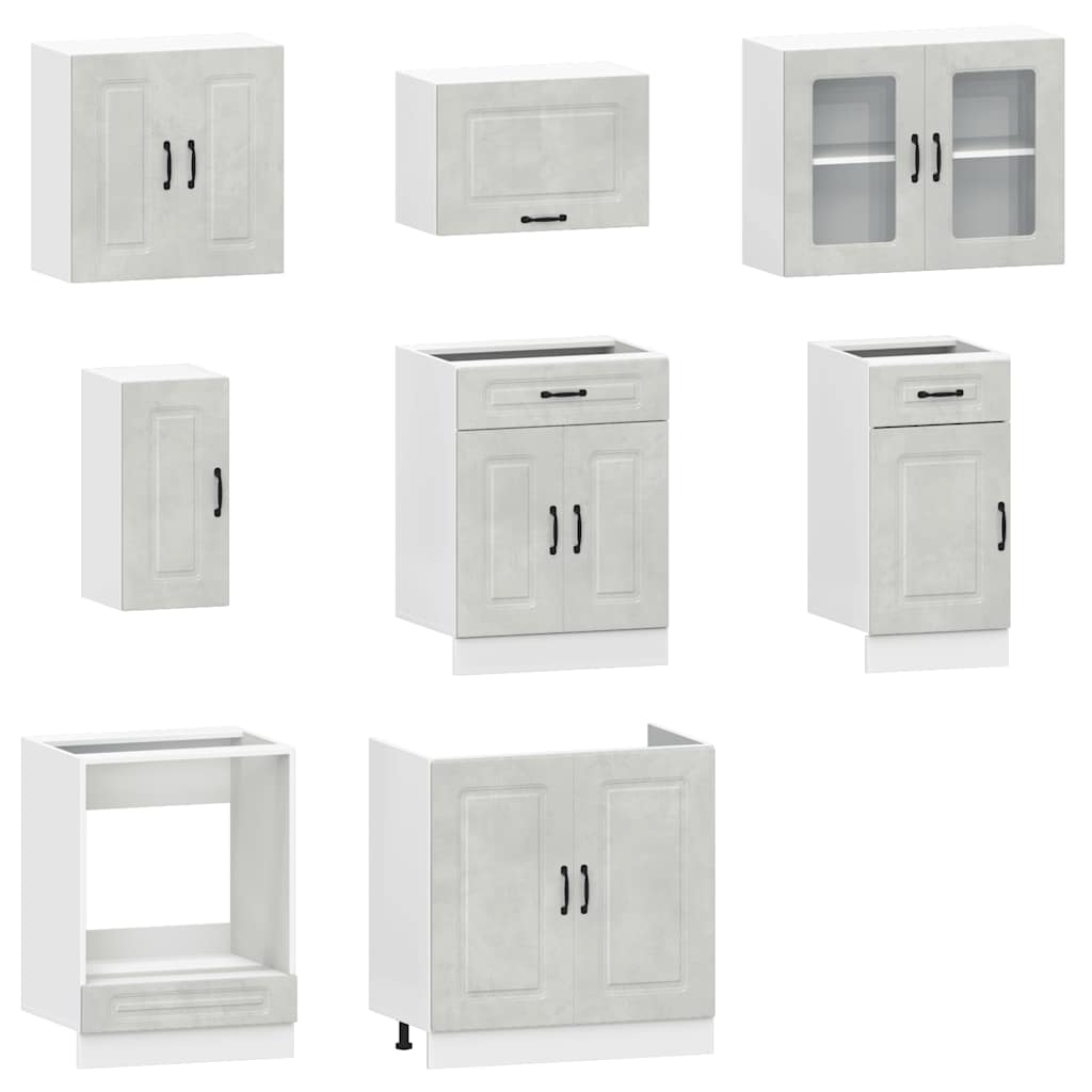 Kjøkkeninnredning Kjøkkenskapsett Kalmar Betonggrå 08 deler