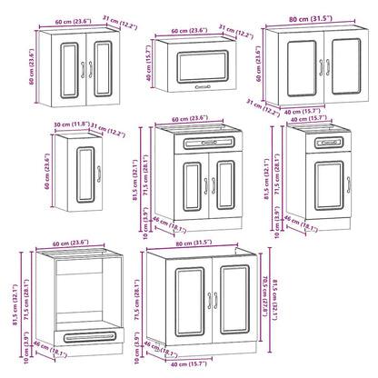 Kjøkkeninnredning Kjøkkenskapsett Kalmar Sonoma Grå 08 deler