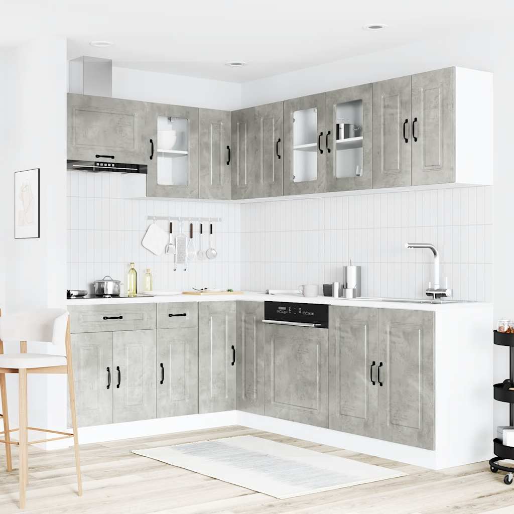 Kjøkkeninnredning Kjøkkenskapsett Kalmar Betonggrå 11 deler