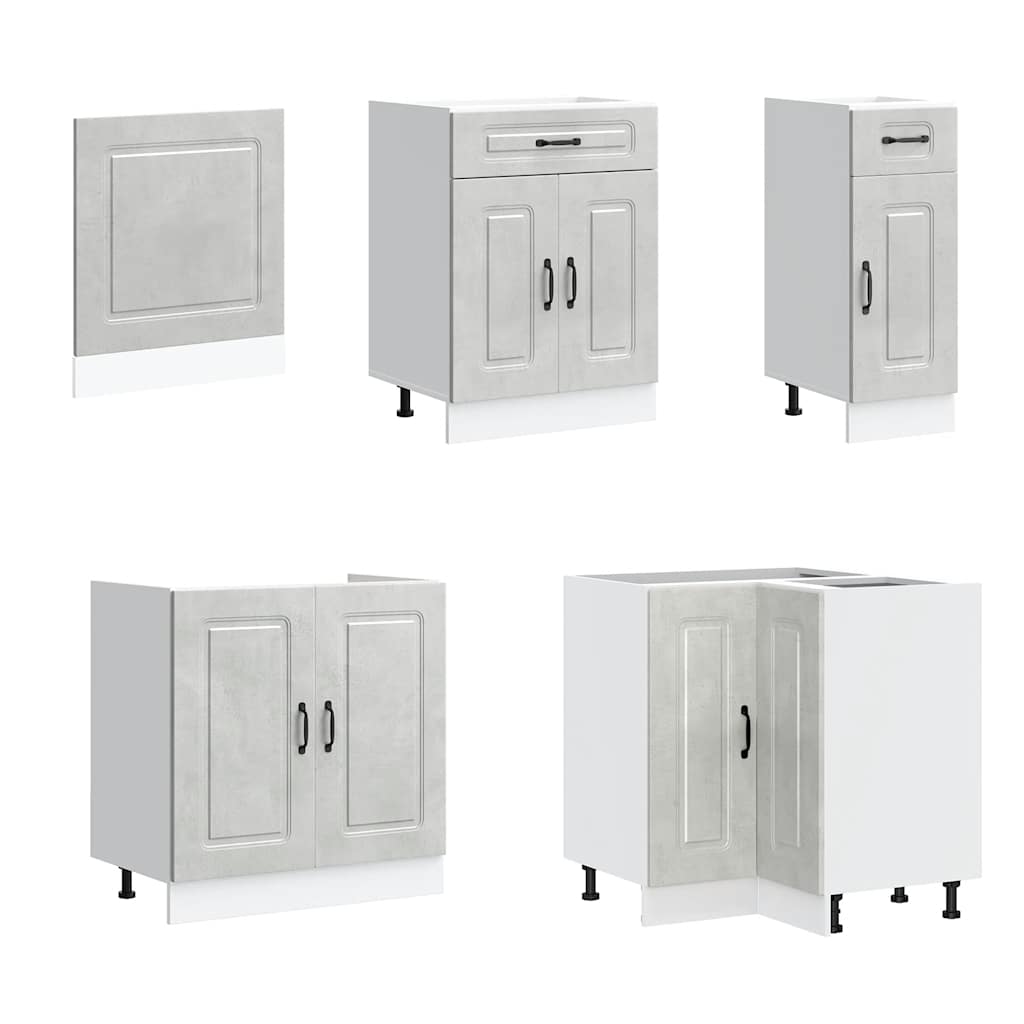 Kjøkkeninnredning Kjøkkenskapsett Kalmar Betonggrå 11 deler