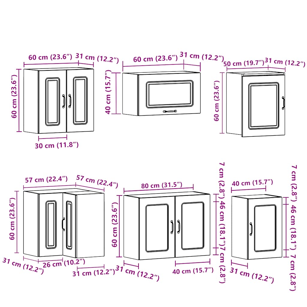 Kjøkkeninnredning Kjøkkenskapsett Kalmar Svart 11 deler