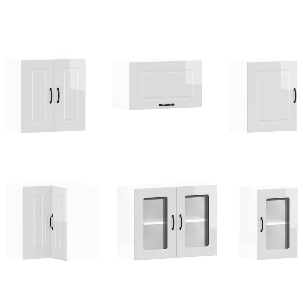 Kjøkkeninnredning Kjøkkenskapsett Kalmar Høyglans Hvit 11 deler