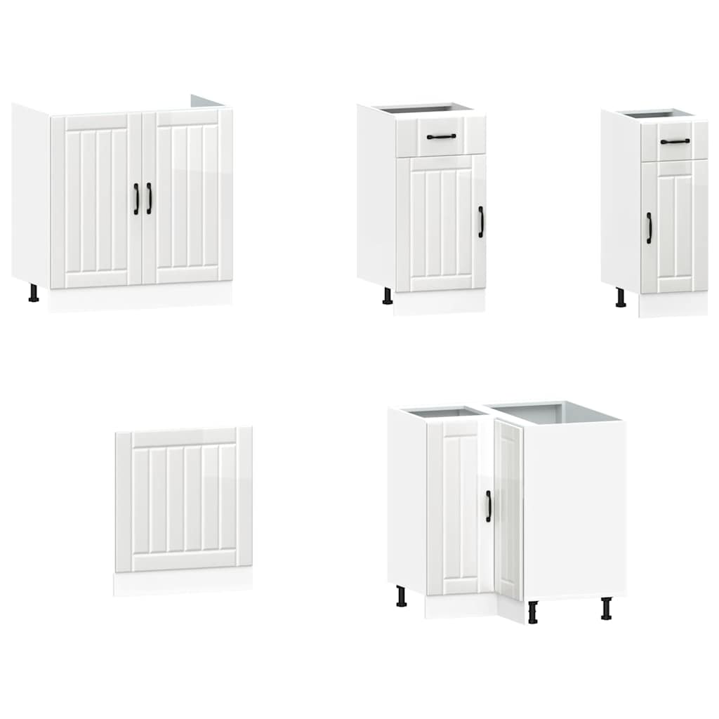 Kjøkkeninnredning Kjøkkenskapsett Kalmar Høyglans Hvit 11 deler