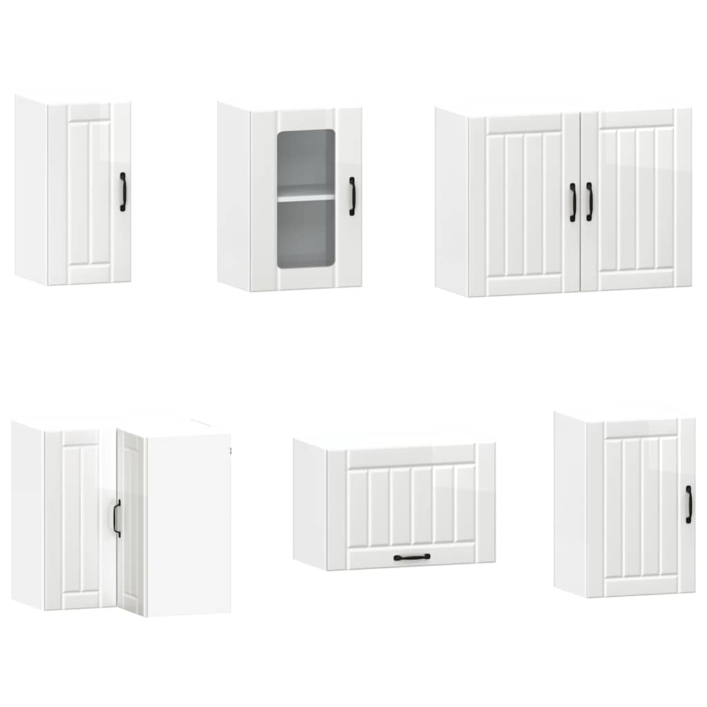 Kjøkkeninnredning Kjøkkenskapsett Kalmar Høyglans Hvit 11 deler