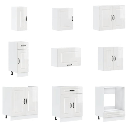 Kjøkkeninnredning Kjøkkenskapsett Kalmar Høyglans Hvit 14 deler