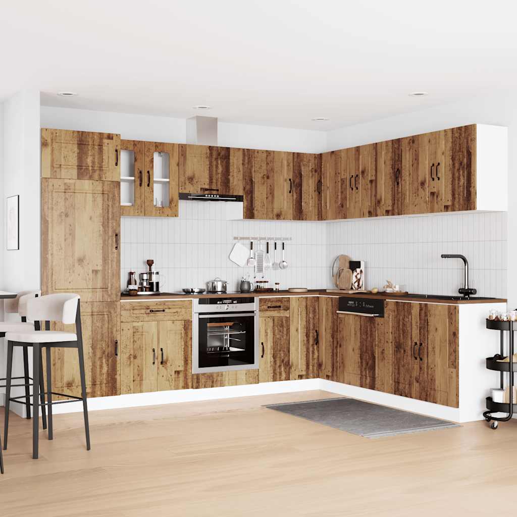 Kjøkkeninnredning Kjøkkenskapsett Kalmar Gammelt Tre 14 deler