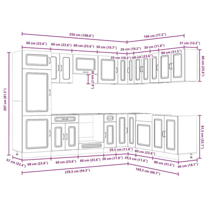Kjøkkeninnredning Kjøkkenskapsett Kalmar Artisan Eik 14 deler