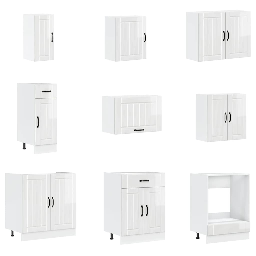 Kjøkkeninnredning Kjøkkenskapsett Lucca Høyglans Hvit 14 deler