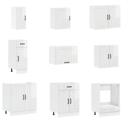 Kjøkkeninnredning Kjøkkenskapsett Lucca Høyglans Hvit 14 deler