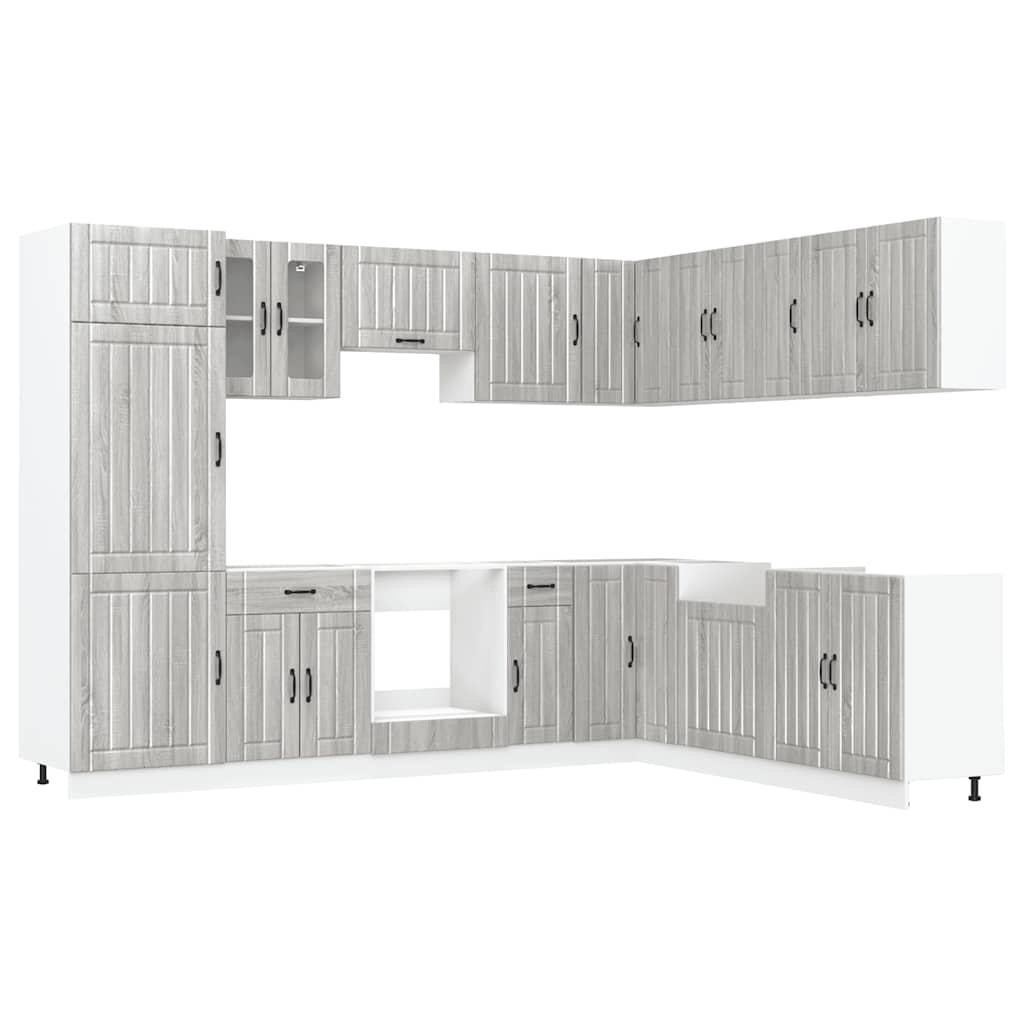 Kjøkkeninnredning Kjøkkenskapsett Lucca Sonoma Grå 14 deler