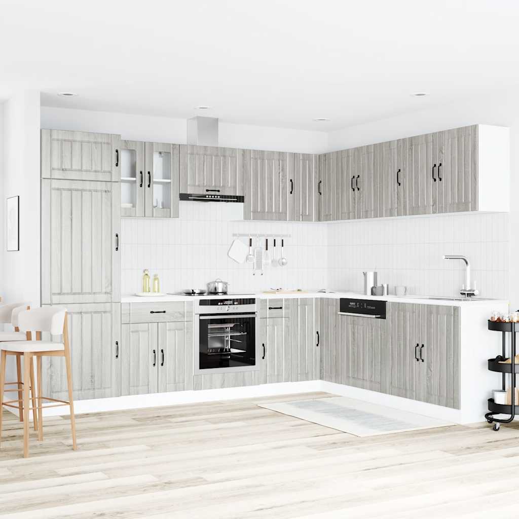 Kjøkkeninnredning Kjøkkenskapsett Lucca Sonoma Grå 14 deler