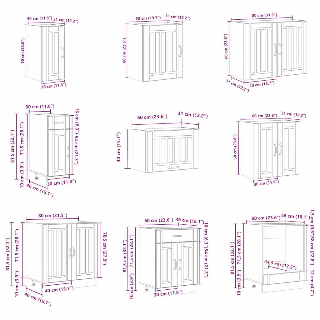 Kjøkkeninnredning Kjøkkenskapsett Lucca Sonoma Grå 14 deler