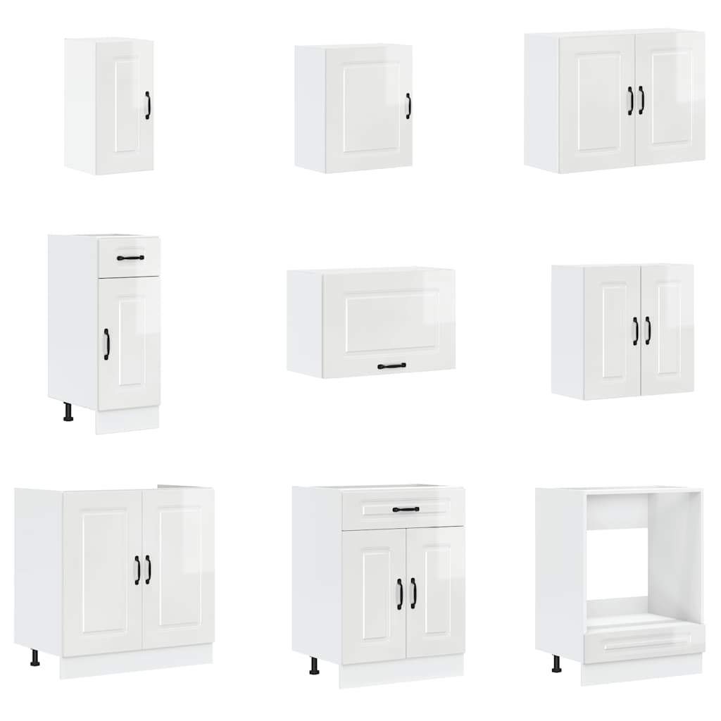 Kjøkkeninnredning Kjøkkenskapsett Porto Høyglans Hvit 14 deler