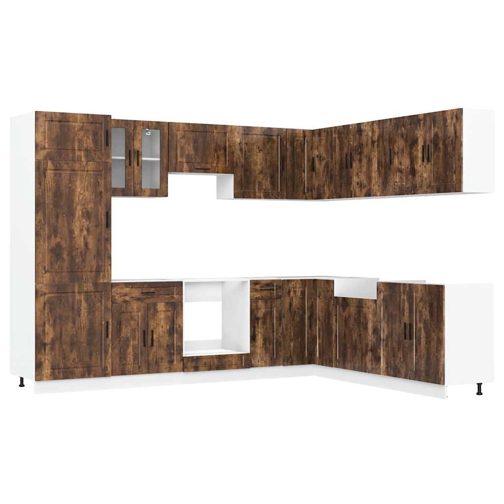 Kjøkkeninnredning Kjøkkenskapsett Porto Røkt Eik 14 deler