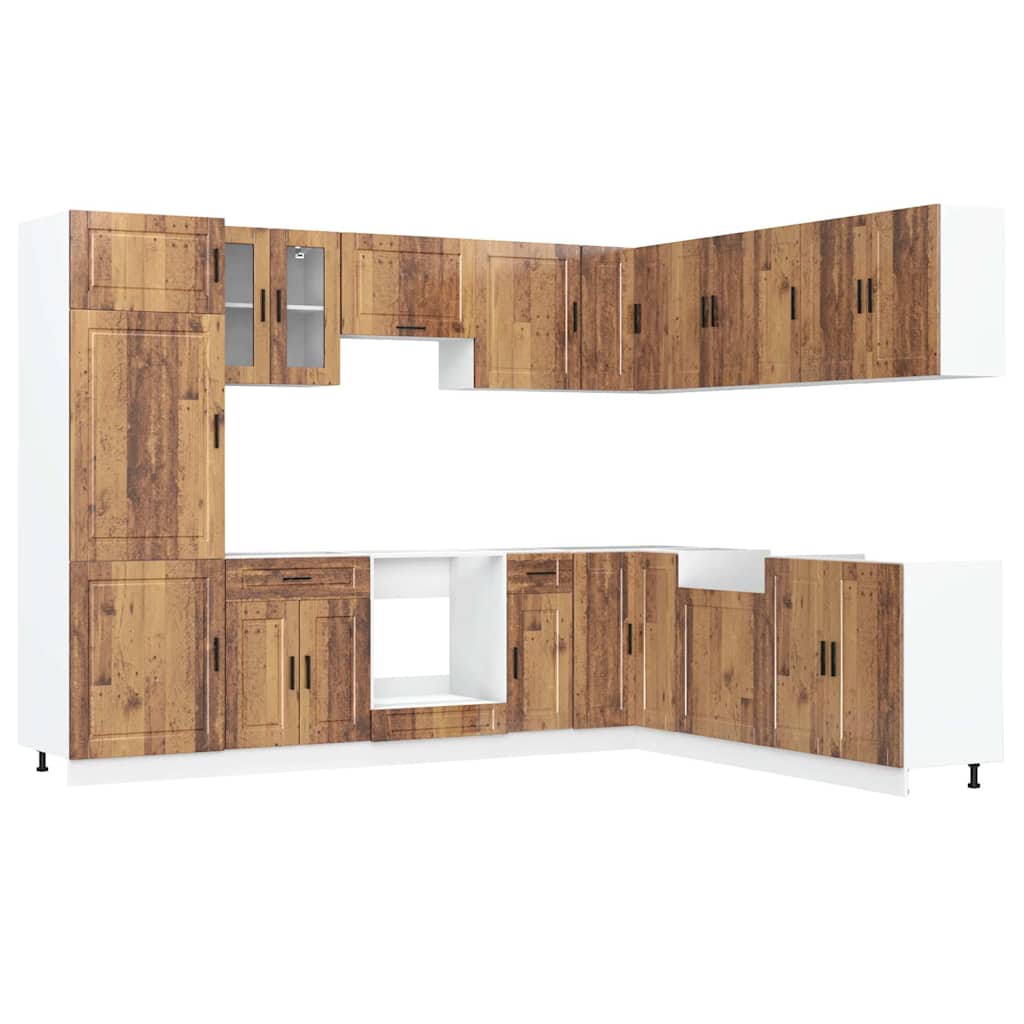 Kjøkkeninnredning Kjøkkenskapsett Porto Gammelt Tre 14 deler