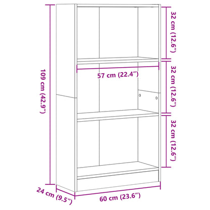 Bokhylle Hvit 60x24x109 cm