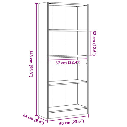 Bokhylle artisan eik 60x24x143 cm konstruert tre