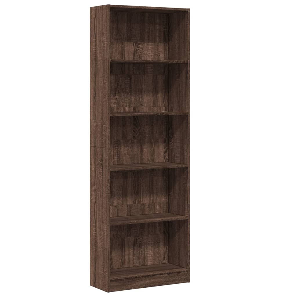 Bokhylle brun eik 60x24x176 cm konstruert tre