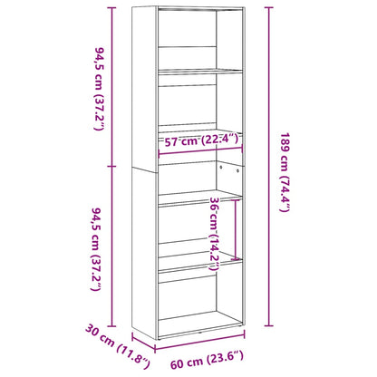 Bokhylle Gammelt Tre 60x30x189 cm