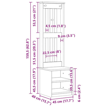 Hallmøbel Halltre SANDENS 45x40x159,5 cm heltre furu