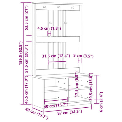 Hallmøbel Halltre SANDENS 87x40x159,5 cm heltre furu