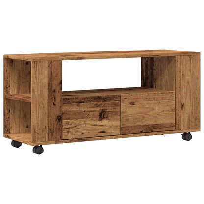 TV-Møbel Gammelt Tre TV-benk med hjul 102x34,5x43 cm