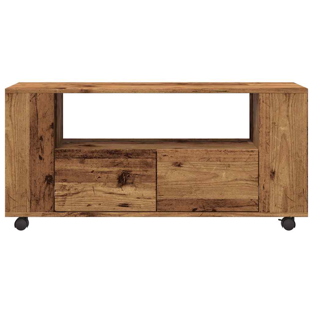 TV-Møbel Gammelt Tre TV-benk med hjul 102x34,5x43 cm