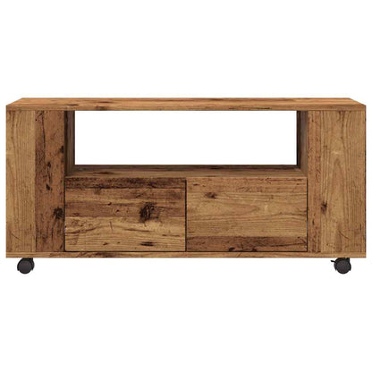 TV-Møbel Gammelt Tre TV-benk med hjul 102x34,5x43 cm