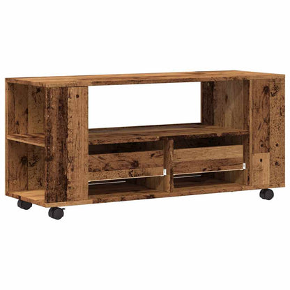 TV-Møbel Gammelt Tre TV-benk med hjul 102x34,5x43 cm