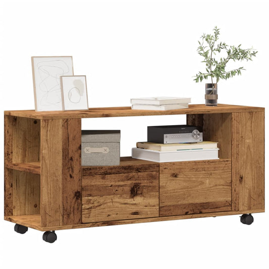 TV-Møbel Gammelt Tre TV-benk med hjul 102x34,5x43 cm